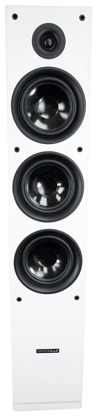 (2) Rockville RockTower 68W White Home Audio Tower Speakers Passive 8 Ohm