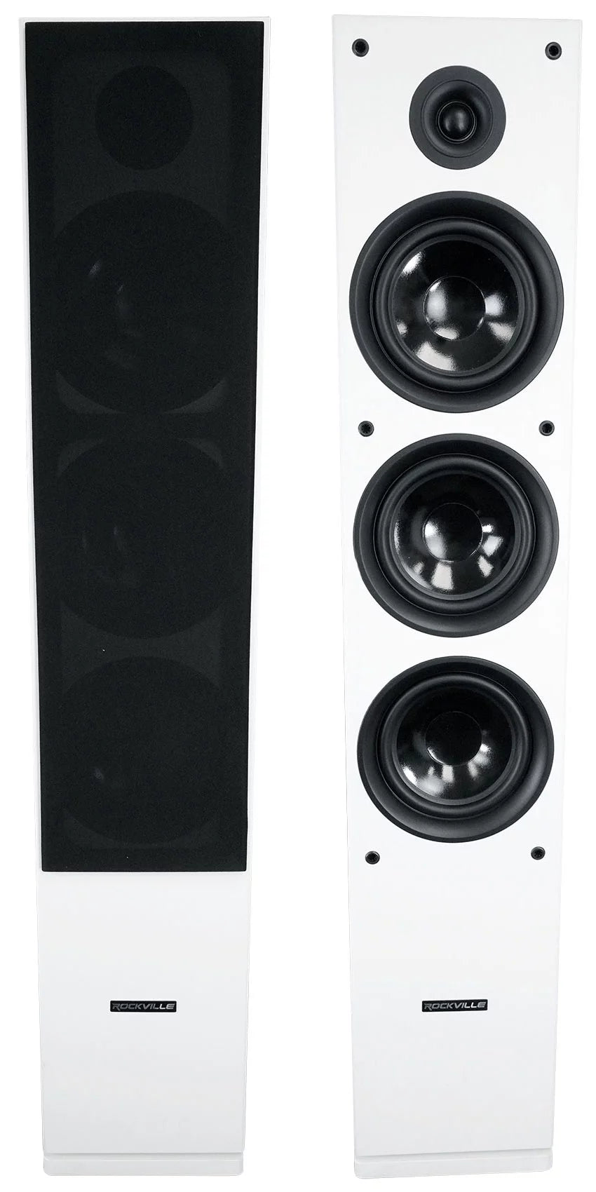 (2) Rockville RockTower 68W White Home Audio Tower Speakers Passive 8 Ohm